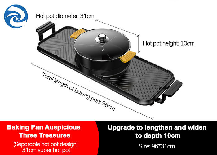 les grils 2200W électriques grille des poêles sans fumée, pot chaud d'intérieur du barbecue 220V électrique