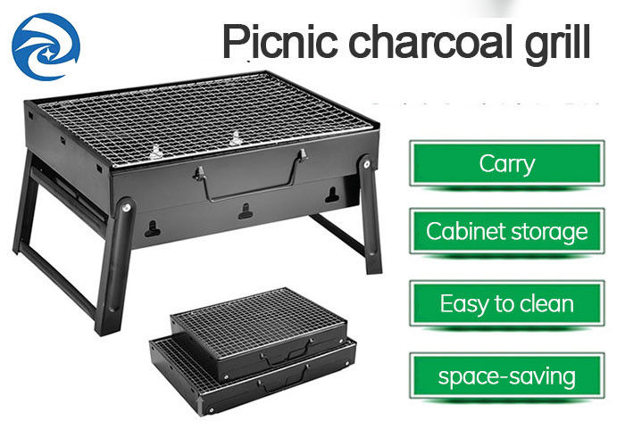 BARBECUE se pliant portatif d'acier inoxydable de 35cm×27cm×20cm